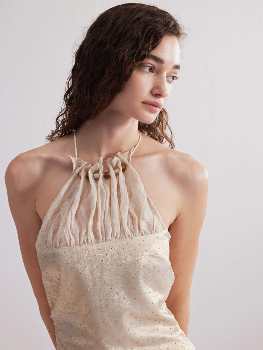 Dotyears24ss Beaded panelled suspender hot diamond top