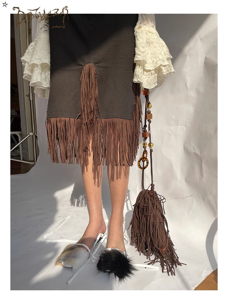 Dotyears Tassel beaded accessory original design crossbody small shoulder bag