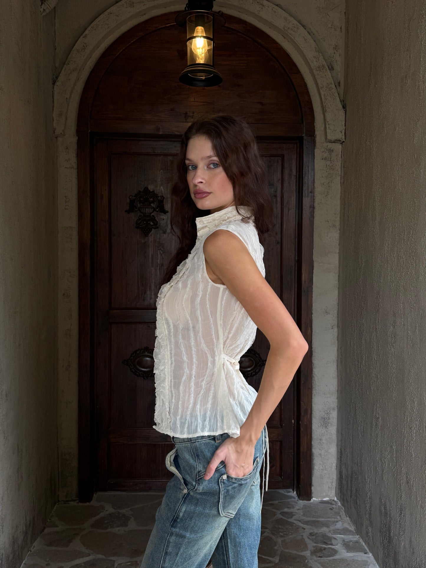 Dotyears Craft Fabric Lace Spliced Cardigan