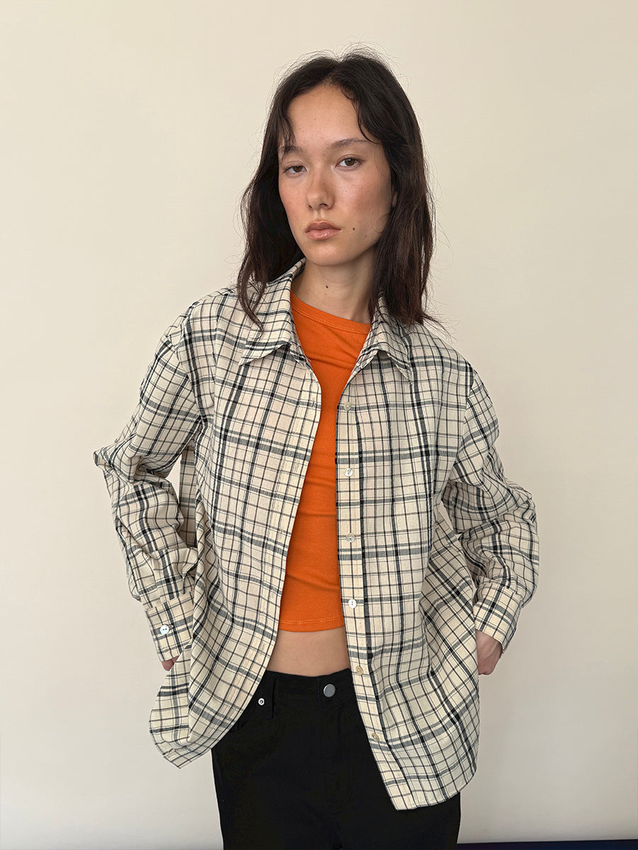 Hughum Khaki Check Cotton Shirt