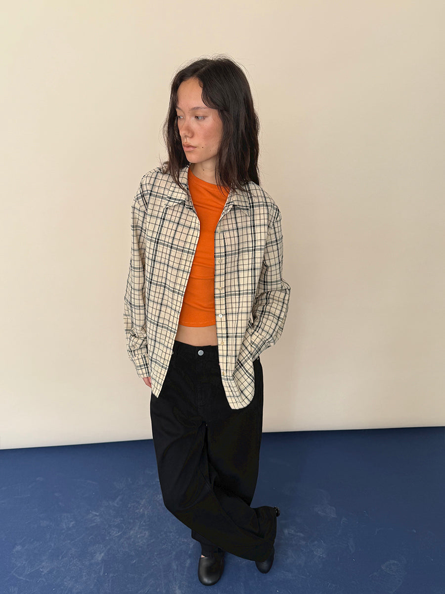 Hughum Khaki Check Cotton Shirt