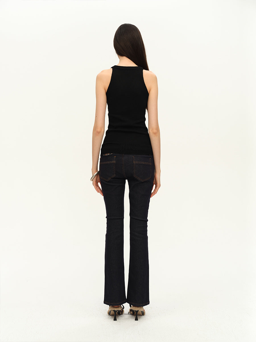 Dotyears Hand-drawn knitted two-tone sweater