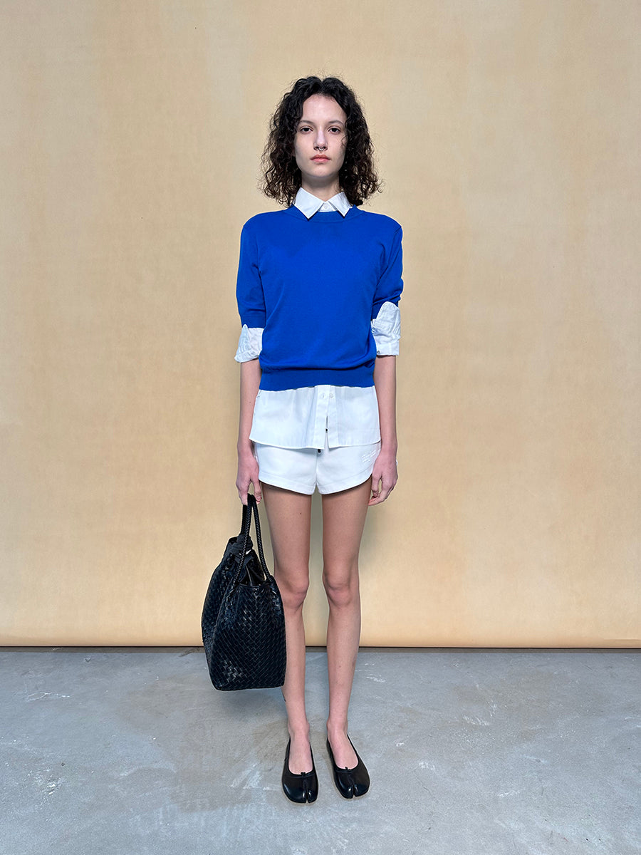 Hughum Blue grey crewneck knit short sleeves