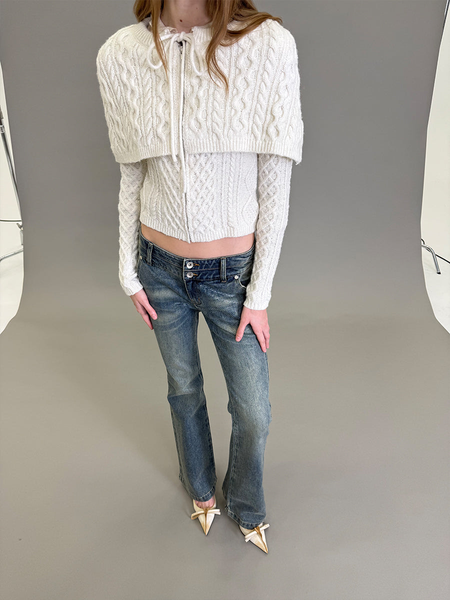 Dotyears Knit Cape-Style Two-Piece Look Coat