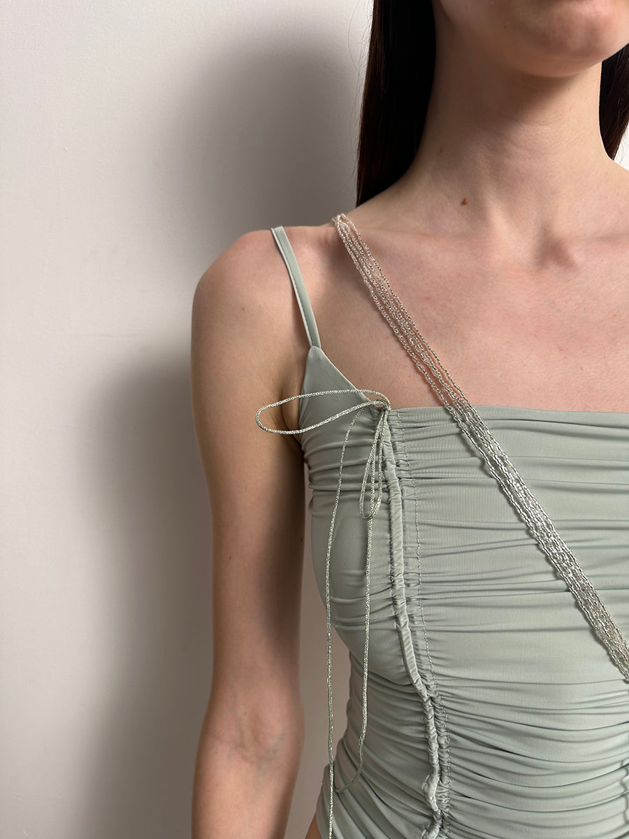 Dotyears Forest Whispers - Light-coloured drawstring pleated slim suspenders