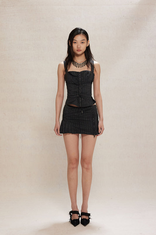 Dotyears24ss Striped strappy Office Lady Style set