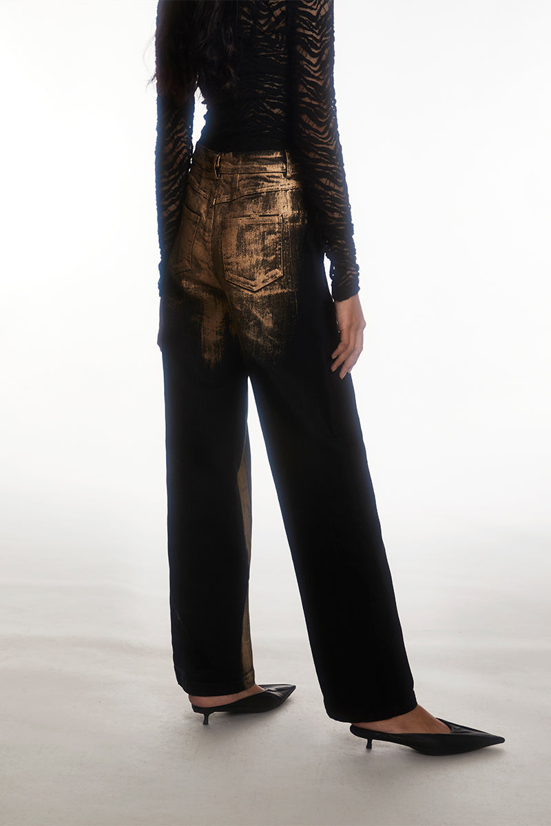 Dotyears 22AW brushed gold jeans