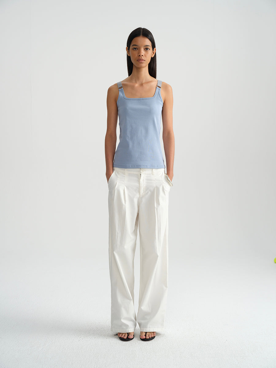 Hughum Elastic panelled square-neck vest