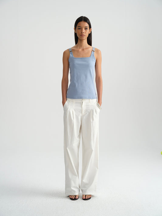 Hughum Elastic panelled square-neck vest