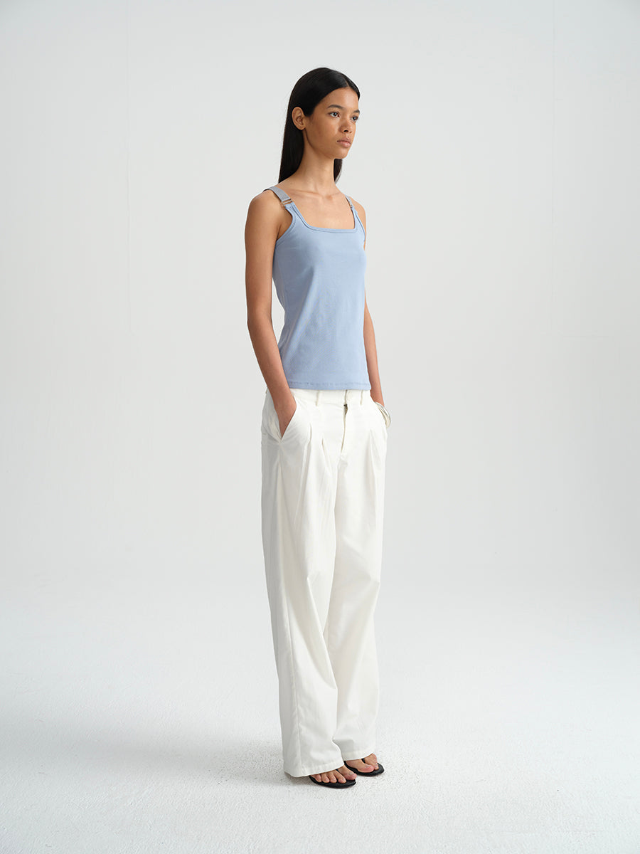 Hughum Elastic panelled square-neck vest