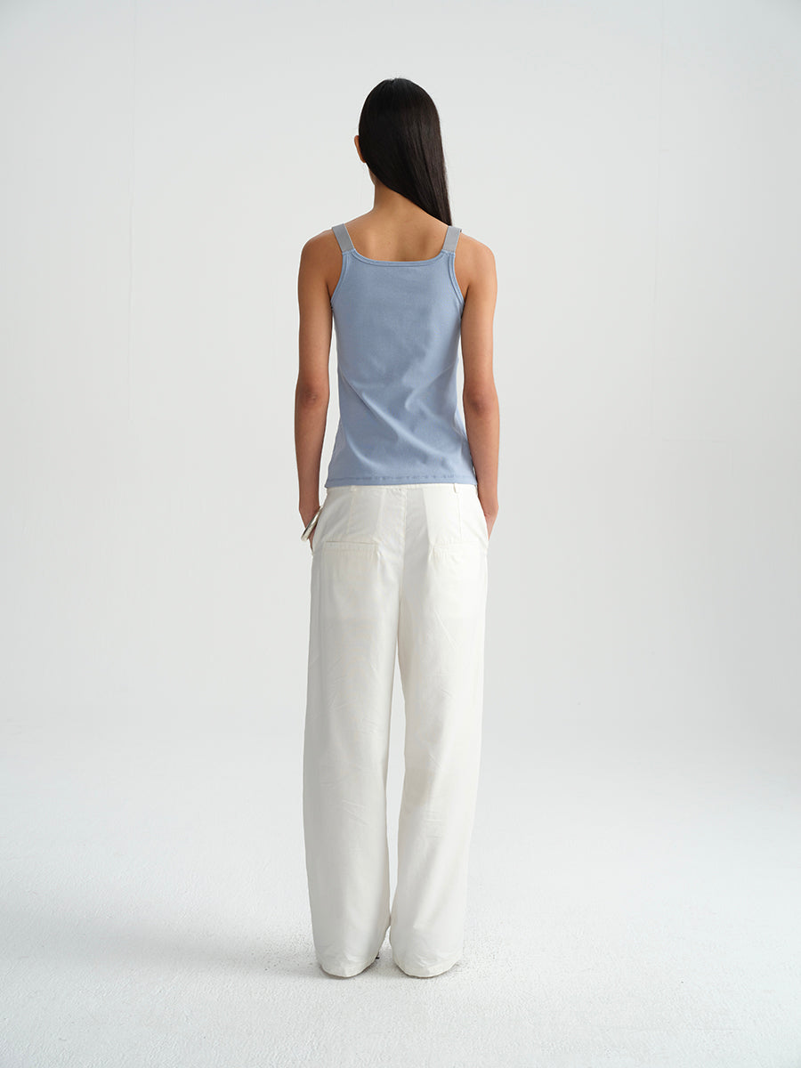 Hughum Elastic panelled square-neck vest