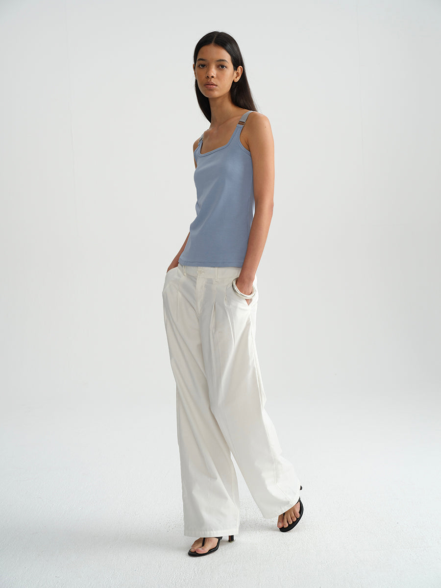 Hughum Elastic panelled square-neck vest