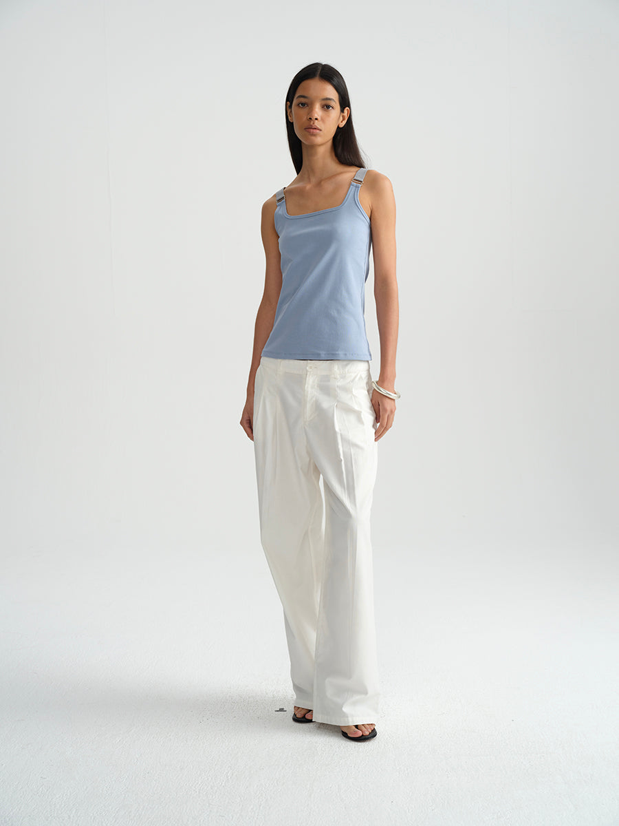 Hughum Elastic panelled square-neck vest