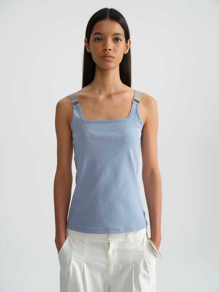 Hughum Elastic panelled square-neck vest