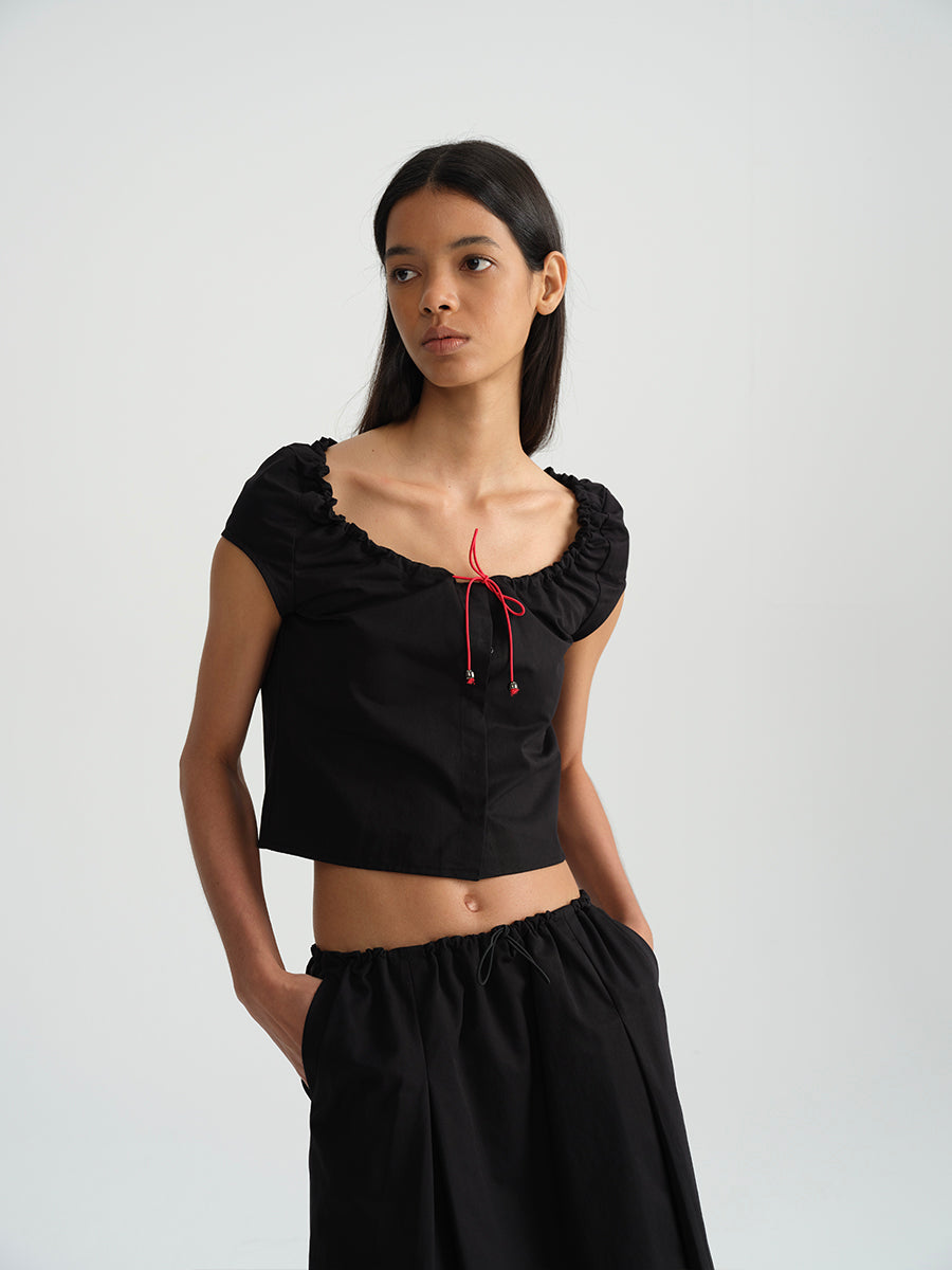 Hughum Cotton black drawstring strap set