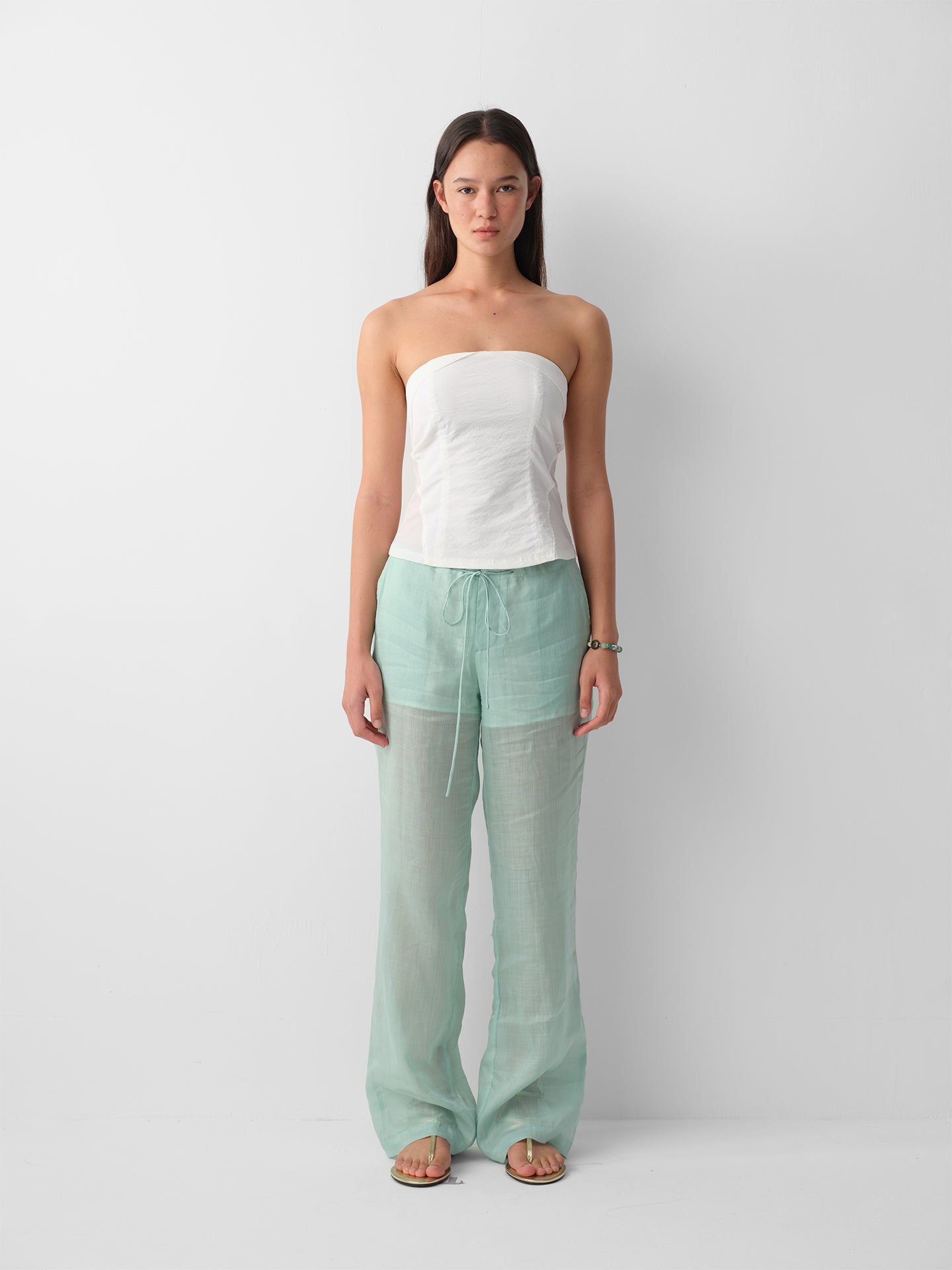 Hughum 26SS Mint Green Linen Long Pants