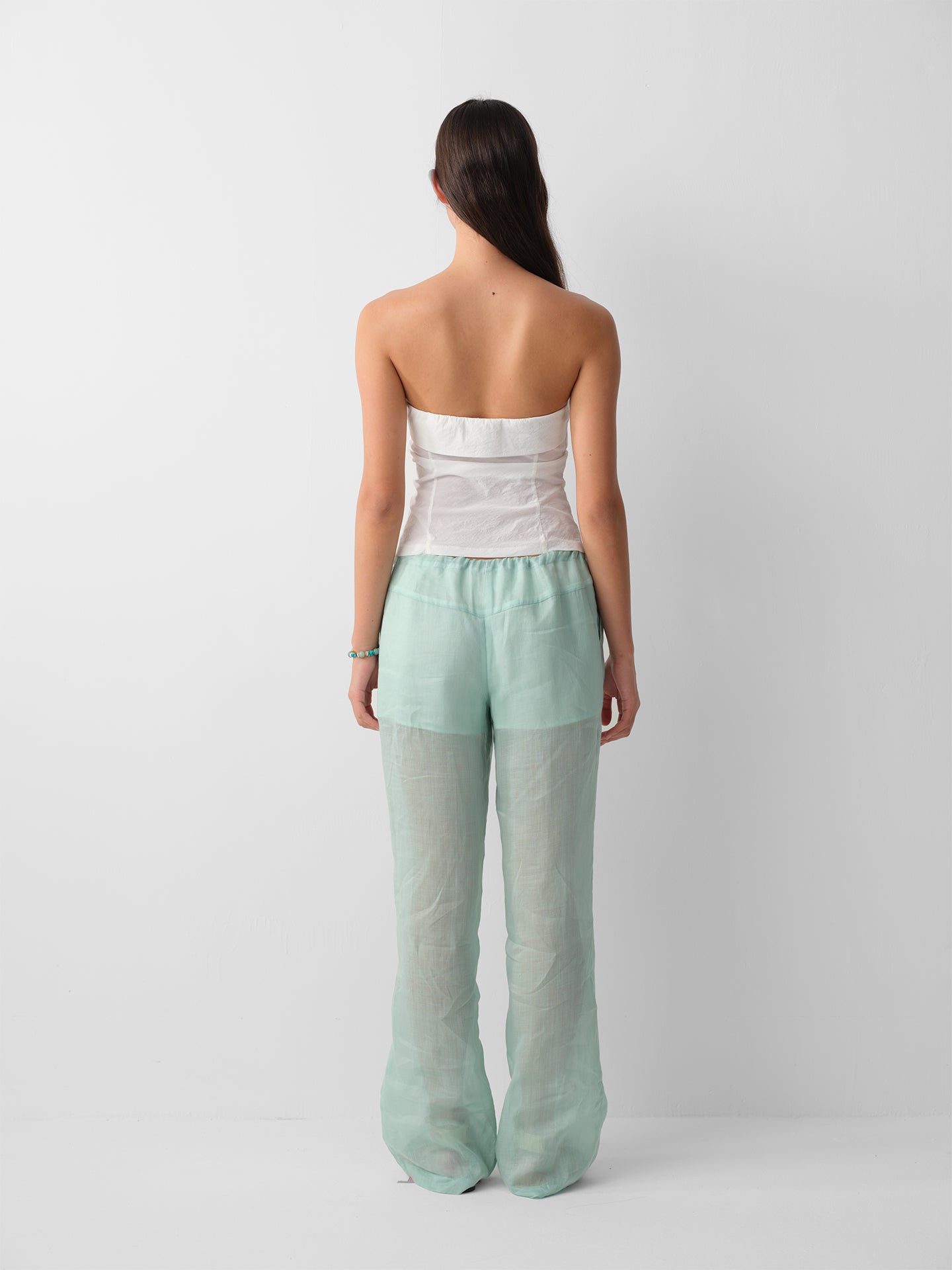 Hughum 26SS Mint Green Linen Long Pants