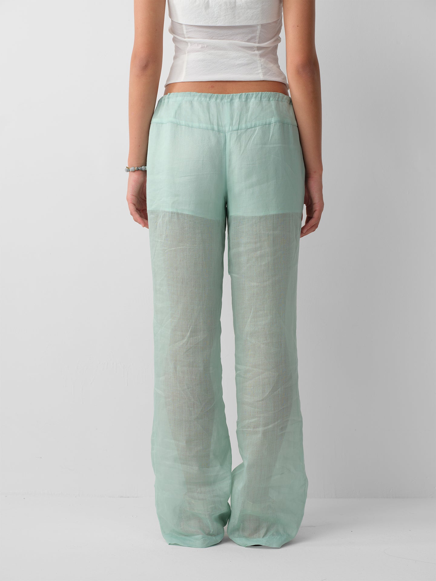 Hughum 26SS Mint Green Linen Long Pants
