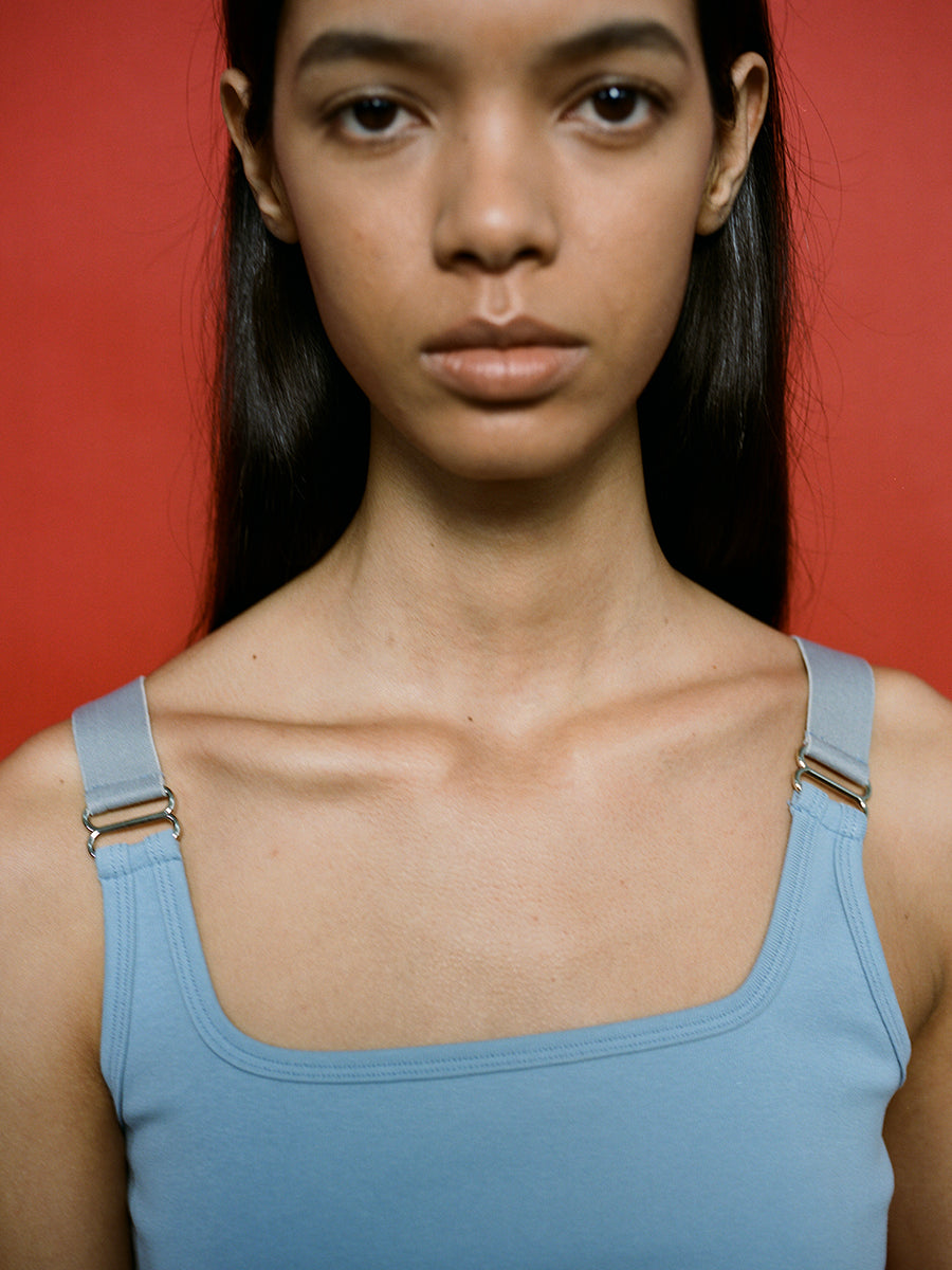 Hughum Elastic panelled square-neck vest