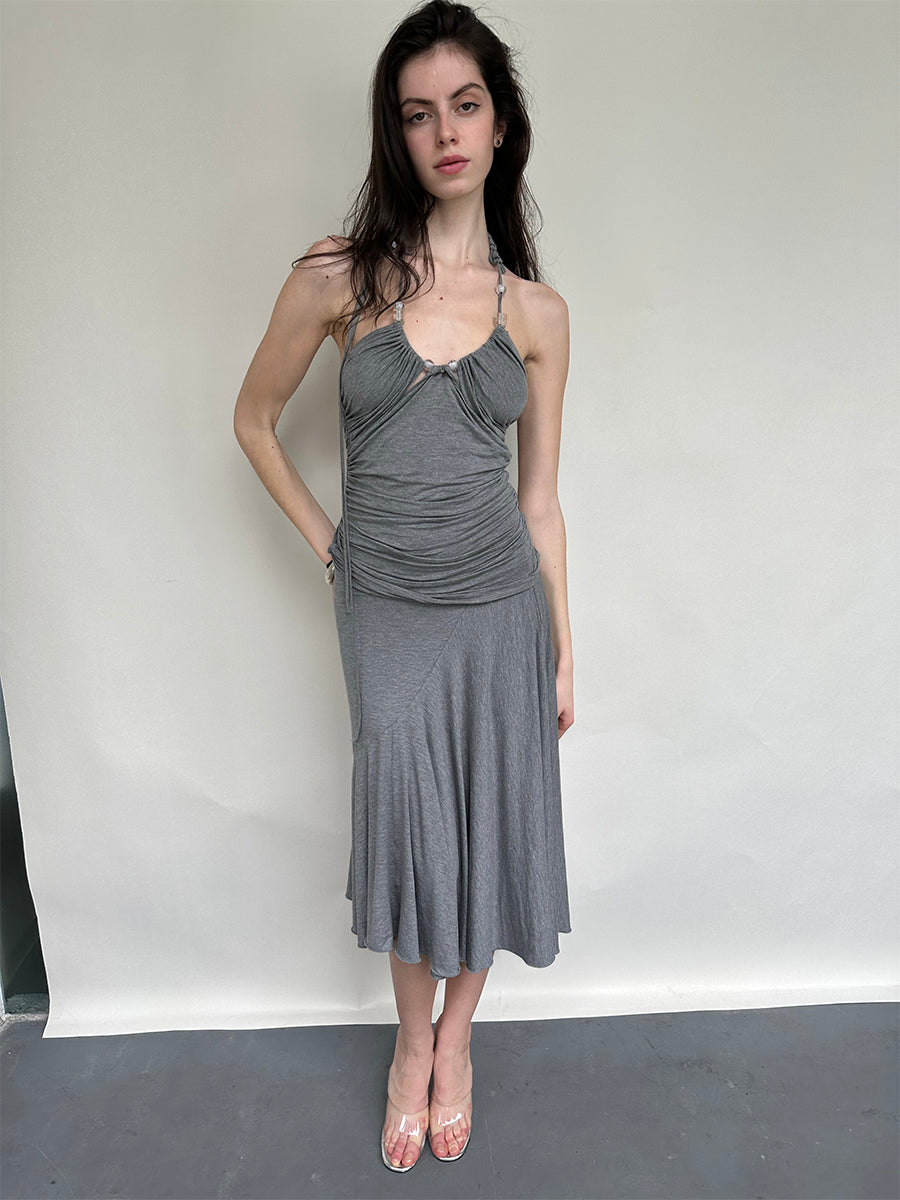 Dotyears Grey beaded hand-woven shoulder strap holiday set