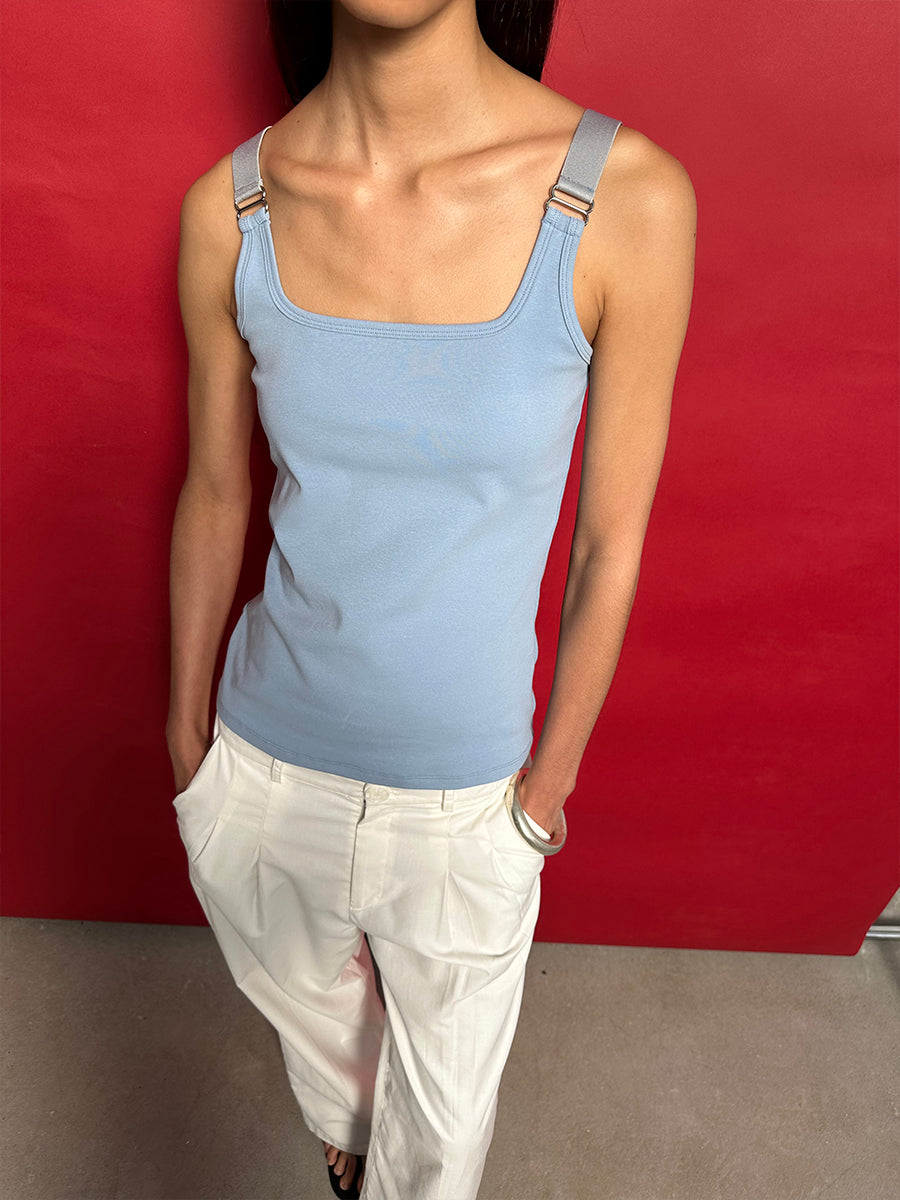 Hughum Elastic panelled square-neck vest