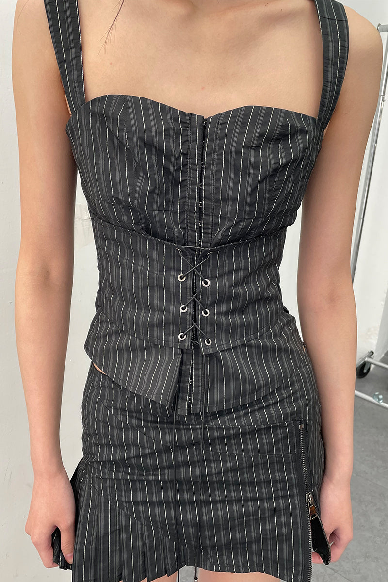 Dotyears24ss Striped strappy Office Lady Style set