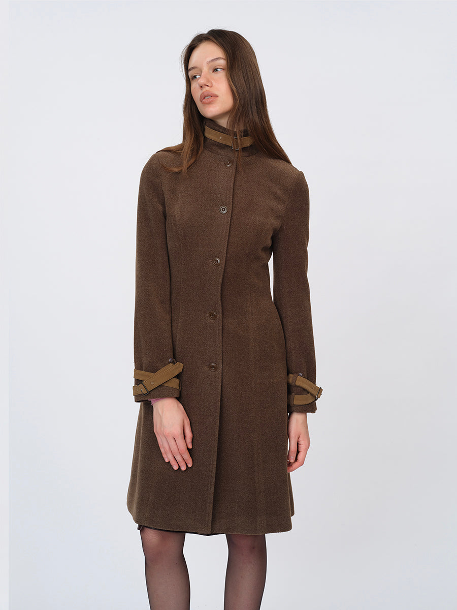 Dotyears Long Wool Blend Coat with Detachable Collar