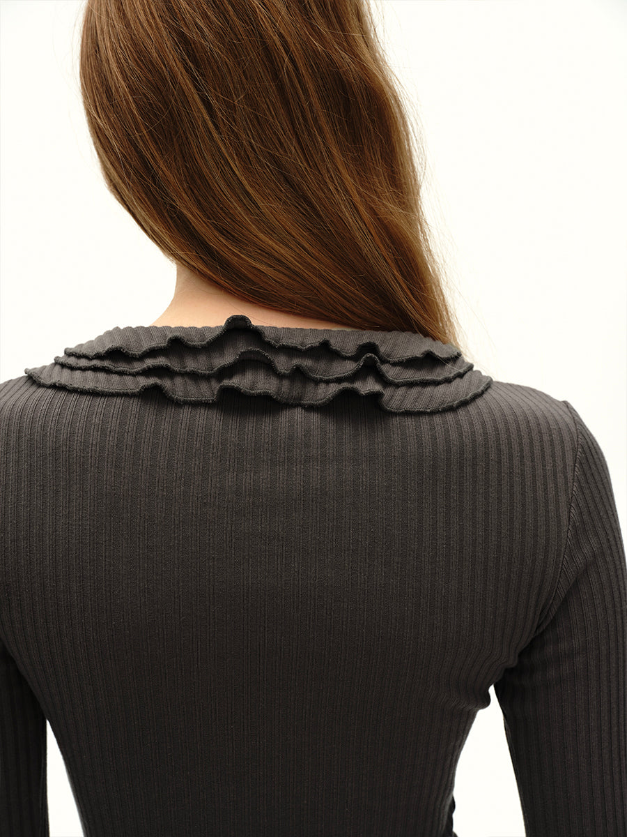 Dotyears24AW Commuter Collection Niche original design two-tone floral knitted top