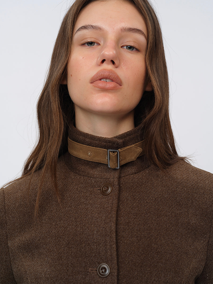 Dotyears Long Wool Blend Coat with Detachable Collar