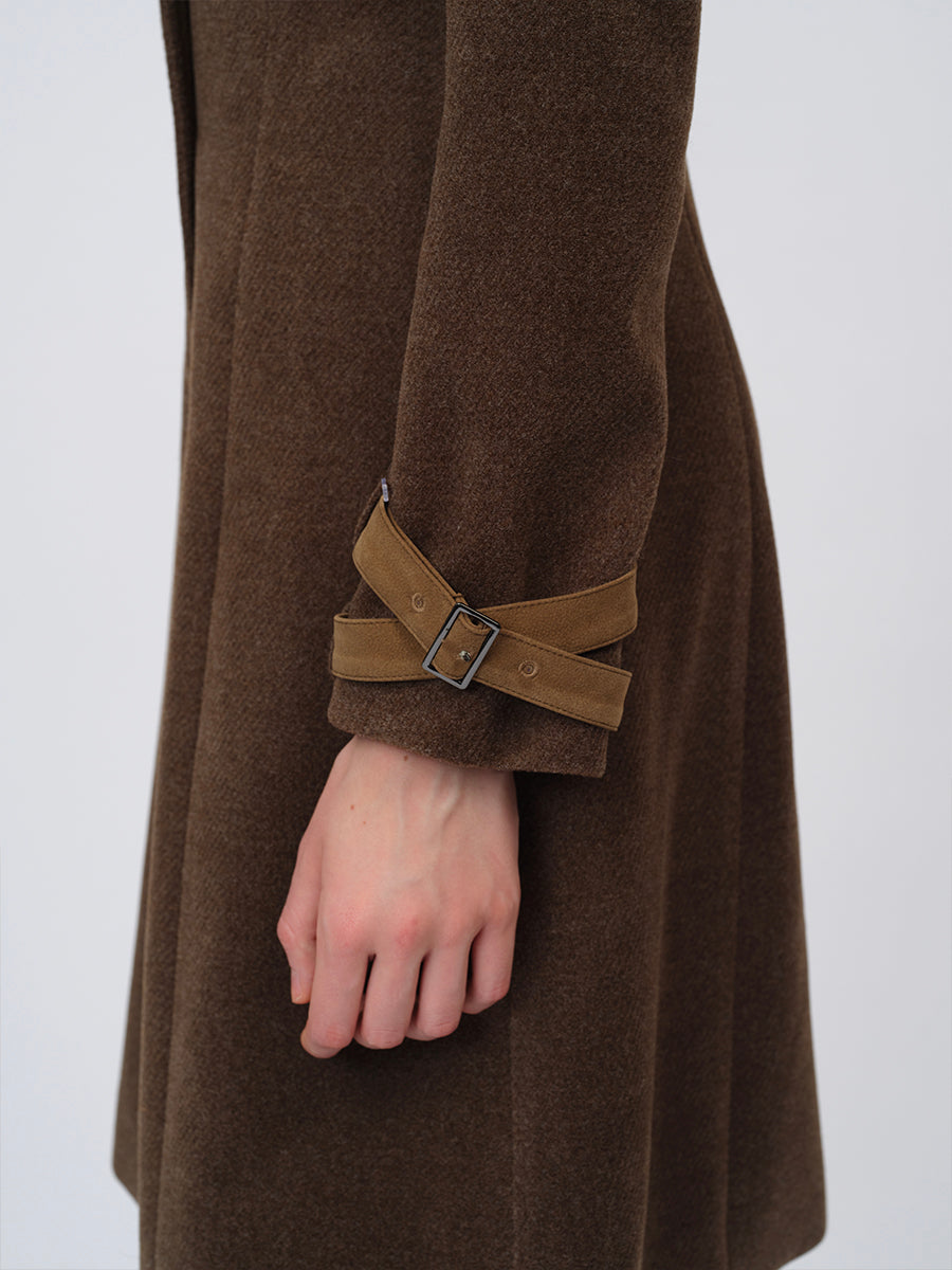 Dotyears Long Wool Blend Coat with Detachable Collar