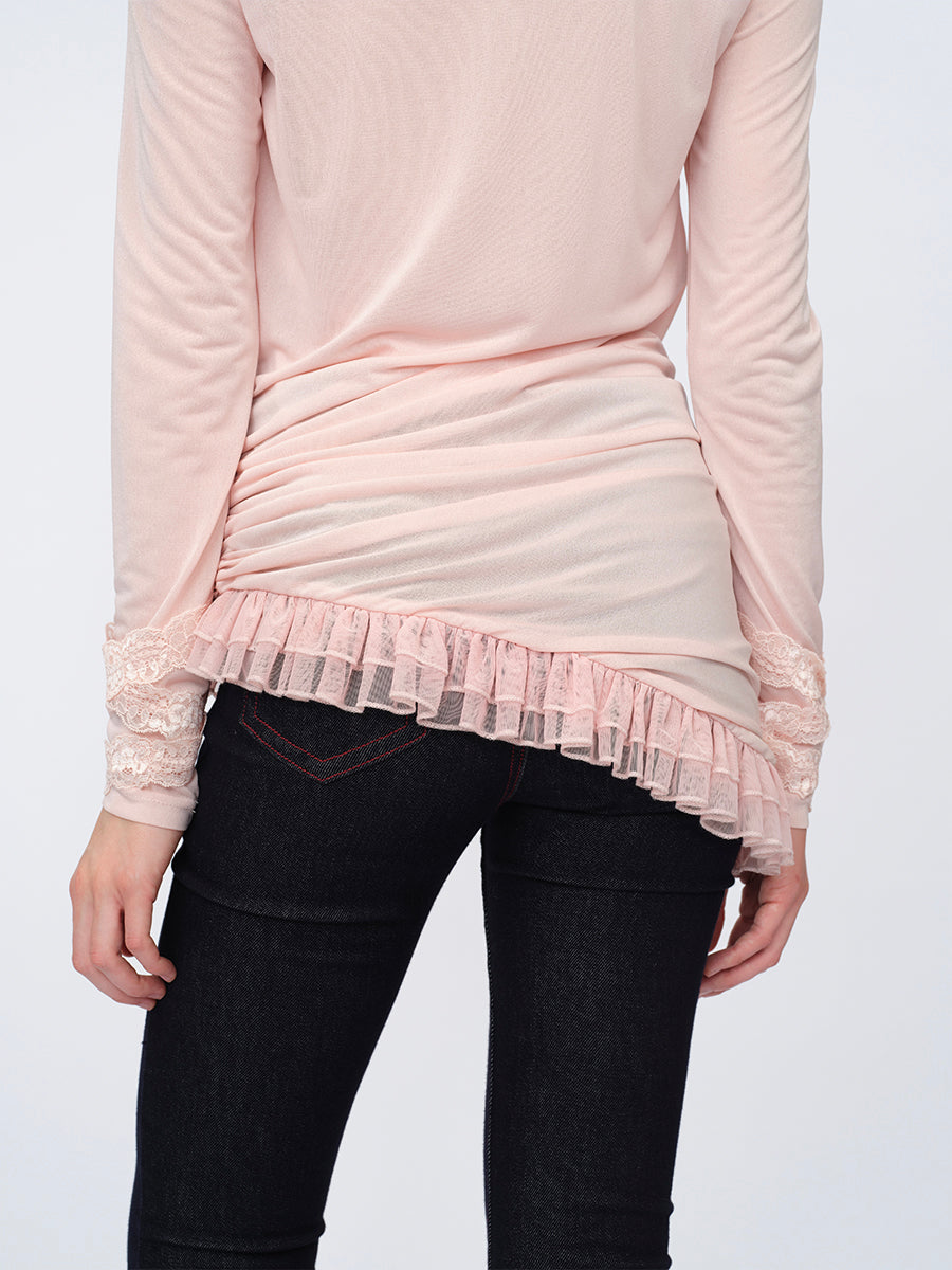 Dotyears Two-in-One Pleated Top in Acetate with Contrast Panels