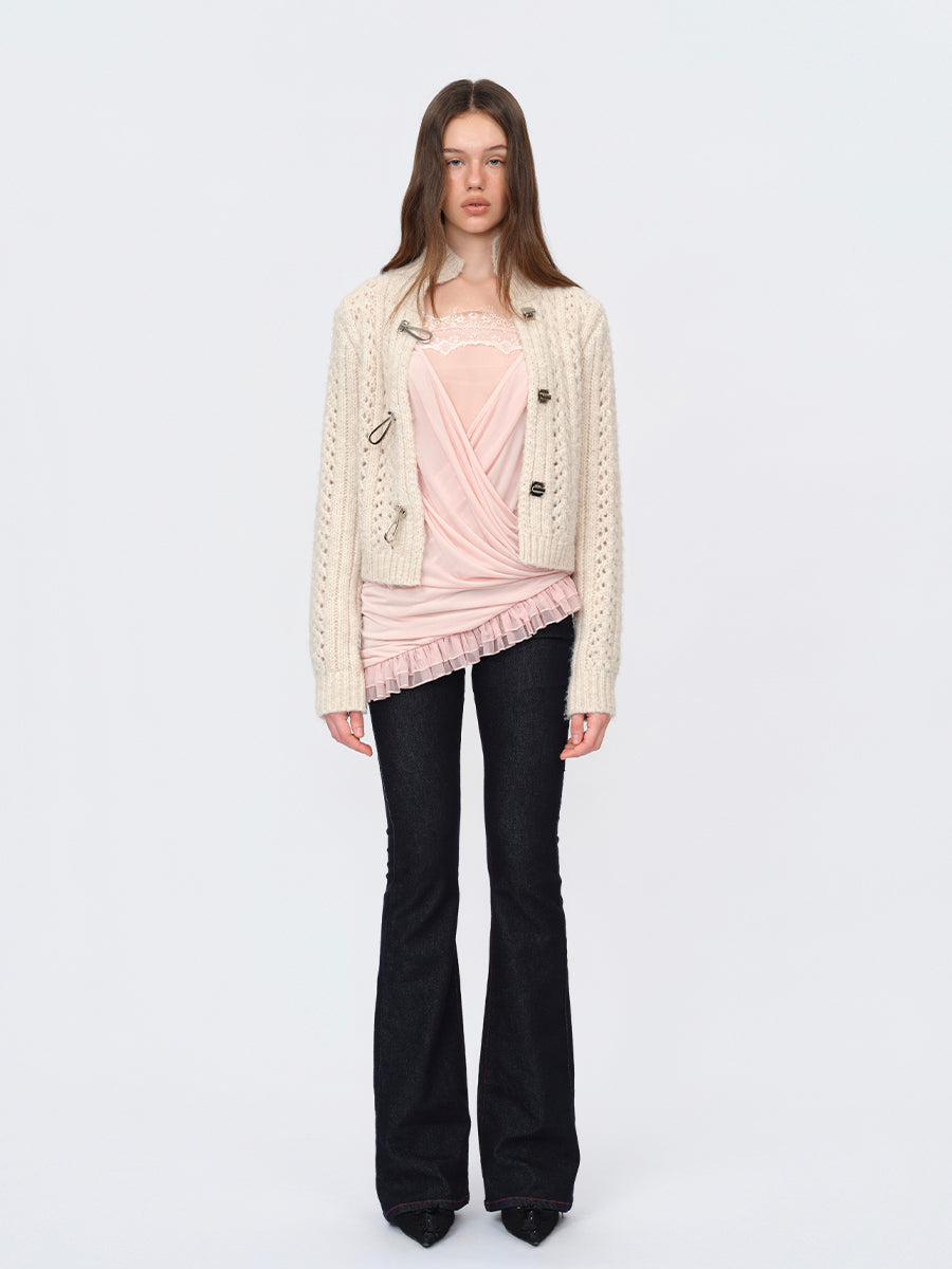 Dotyears Two-in-One Pleated Top in Acetate with Contrast Panels