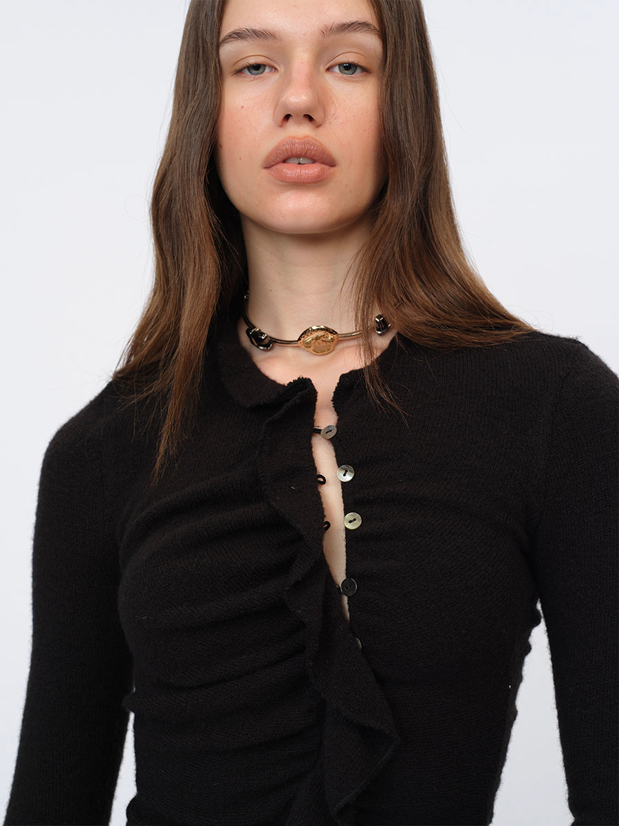 Dotyears Knit and Lace Panelled Shirt