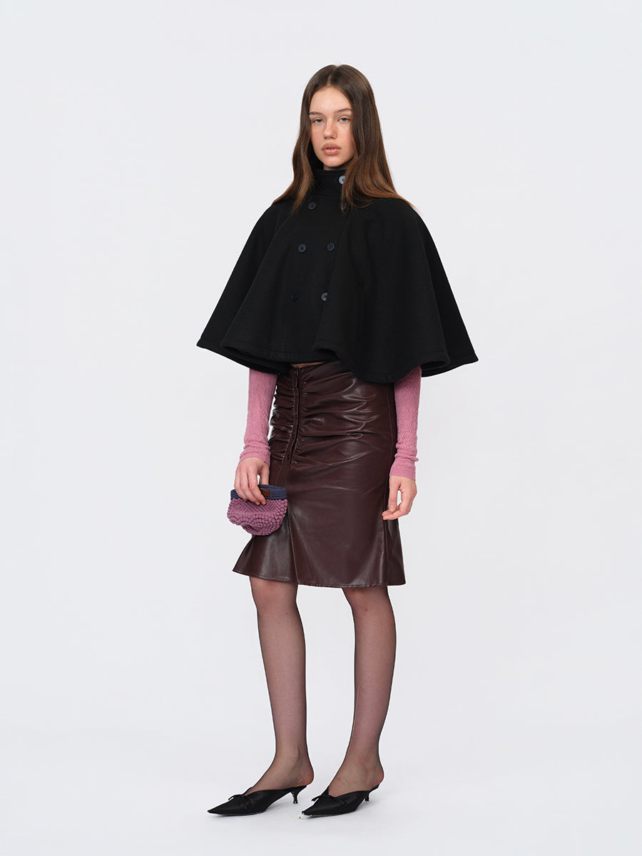 Dotyears Short Black Wool Blend Cape