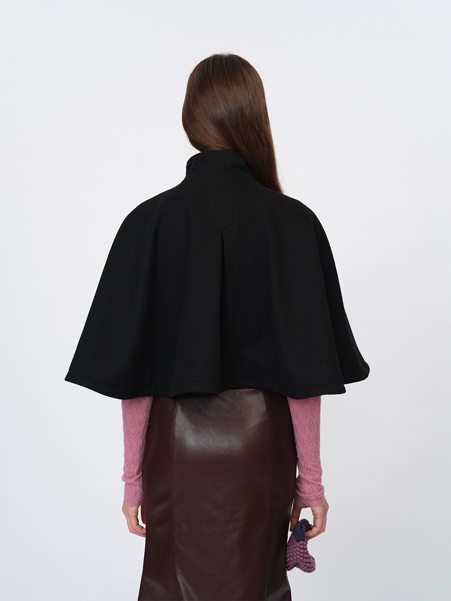 Dotyears Short Black Wool Blend Cape