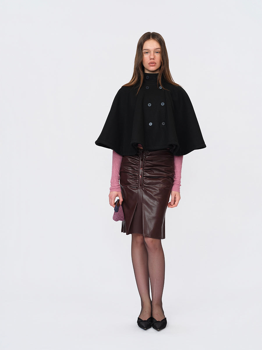 Dotyears Short Black Wool Blend Cape