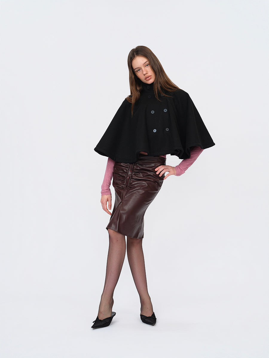 Dotyears Short Black Wool Blend Cape