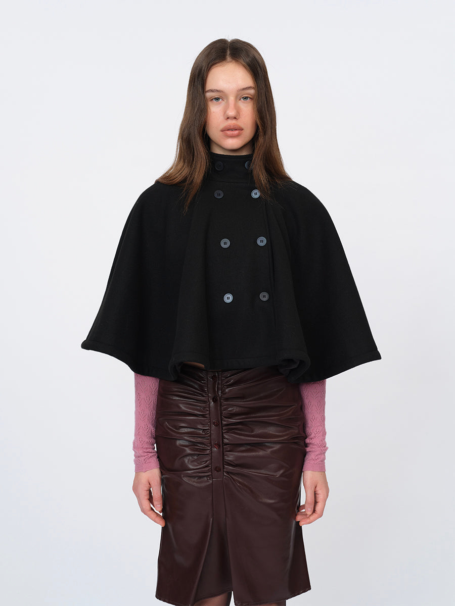 Dotyears Short Black Wool Blend Cape