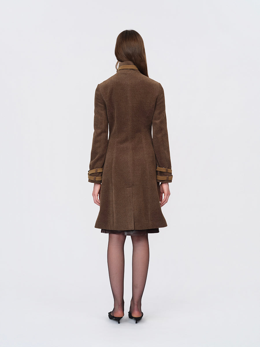 Dotyears Long Wool Blend Coat with Detachable Collar