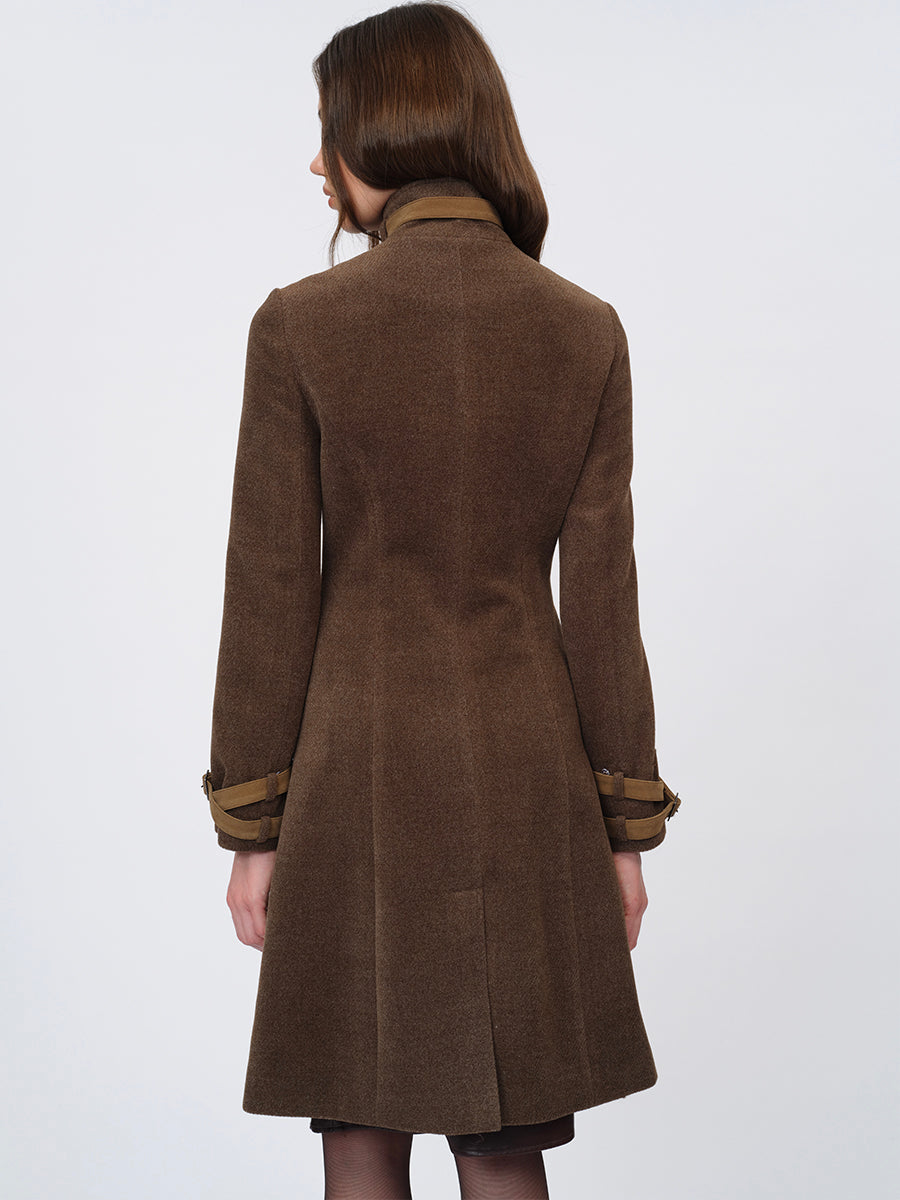 Dotyears Long Wool Blend Coat with Detachable Collar