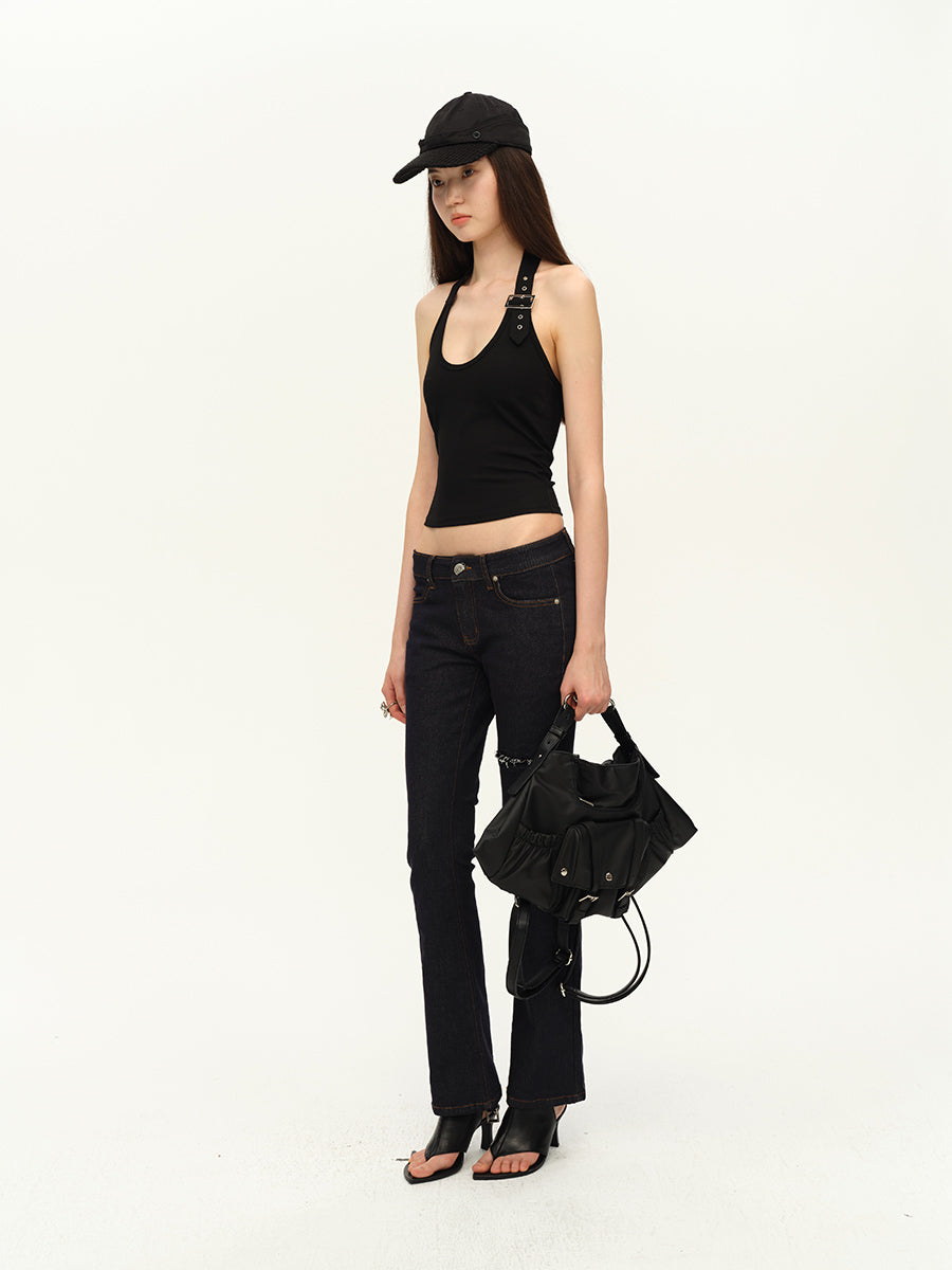 Dotyears Basic slim-fit shoulder straps with adjustable high-stretch cotton knit suspenders