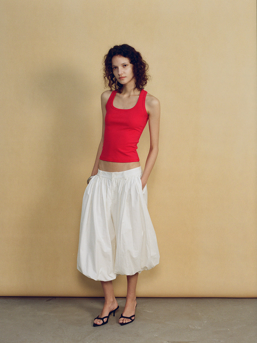 Hughum White cotton linen bloomers pants