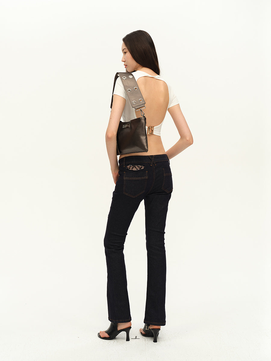 Dotyears Open back custom D-button knot black and white suit